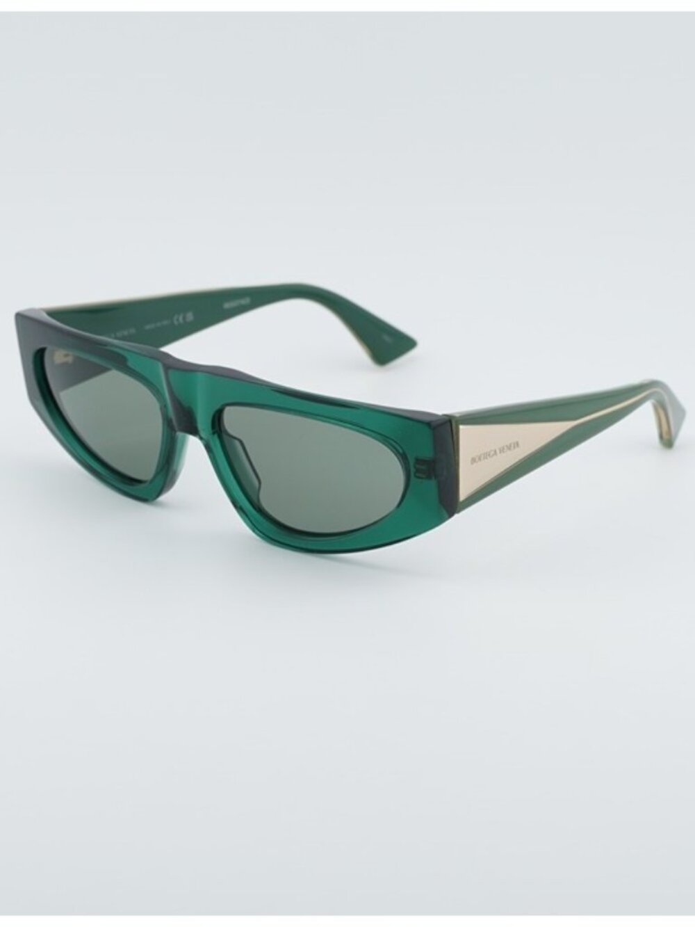Bottega Veneta BV1277S 003 Sunglasses Green Cat Eye Frame, Green Lenses